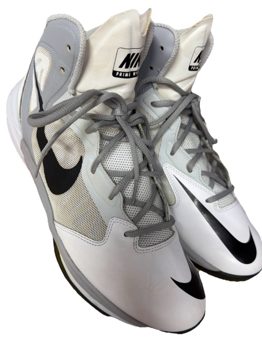 Nike Prime Hype White and Gray Low-Top Athletic Sneakers size 12